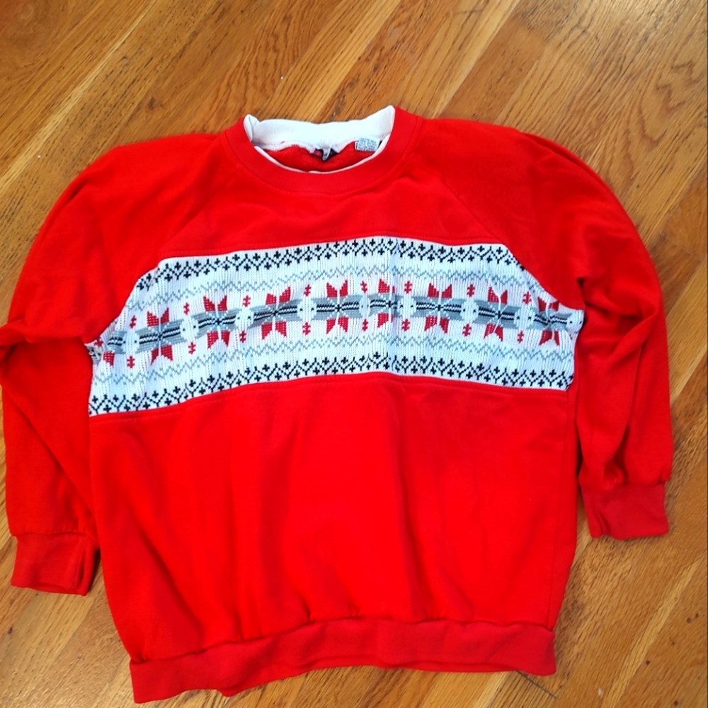 Vintage Single Stitch Retro Action Christmas Sweater size M